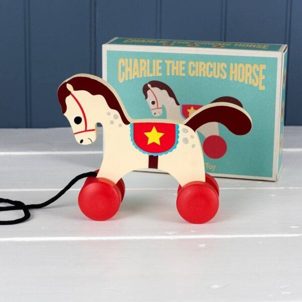 Rex London – Дървена играчка за дърпане – Цирковото конче Чарли - Technomani