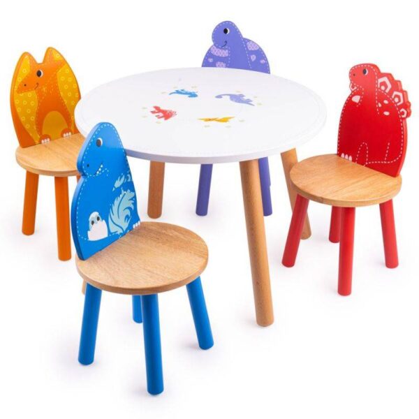 Bigjigs – Детска дървена маса с динозаври  - Technomani