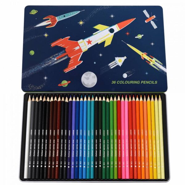 Rex London – Комплект цветни моливи – 36 цвята – Космическа ера  - Technomani