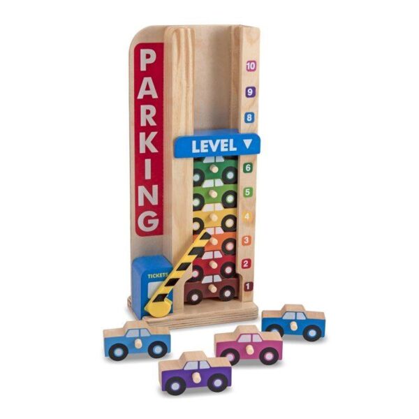 Melissa & Doug – Гараж от дървена колона с колички за сортиране - Technomani