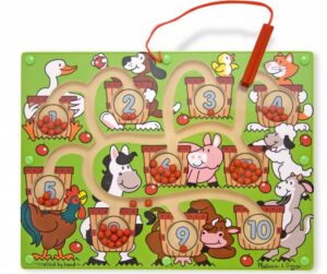 Melissa & Doug – Дървен магнитен лабиринт с цифри – Ферма - Technomani