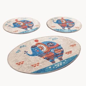 Комплект килими за баня Chilai Home 359CHL3241, 3 части, 100% антибактериални кадифени нишки, Многоцветен - Technomani