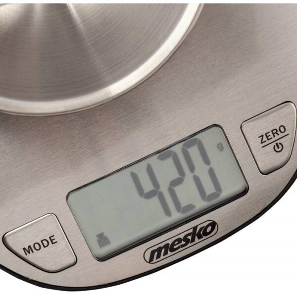Кухненска везна Мesko MS 3152, 5 кг, 2 литра купа, LCD дисплей, Сребрист - Technomani