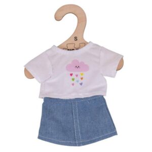 Bigjigs – Дрехи за кукла 25 см – Бяла тениска и дънкова пола Bigjigs – Дрехи за кукла 25 см – Бяла тениска и дънкова пола - Technomani