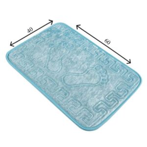 Килим за баня Chilai Home 351ALS1063, 100% антибактериална акрилна тъкан, 40х60см, Светлосин - Technomani