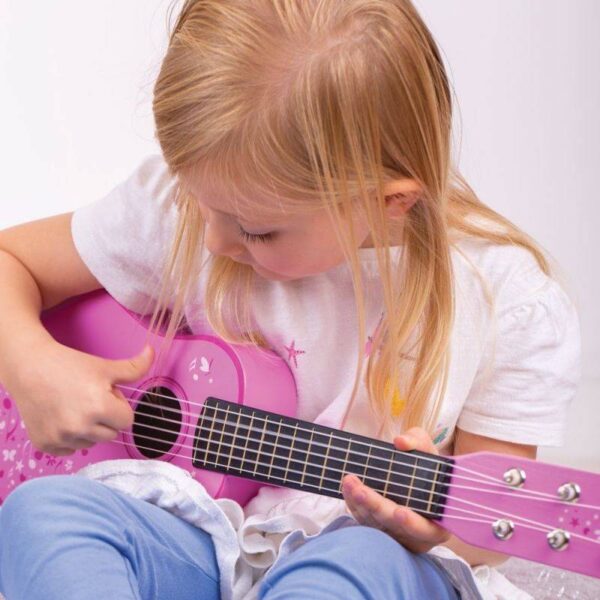 Bijgjigs – Детска дървена китара в розов цвят  - Technomani