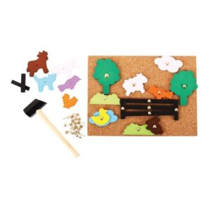 Bigjigs – Игра с коркова дъска и чукче – Ферма Bigjigs – Игра с коркова дъска и чукче – Ферма - Technomani