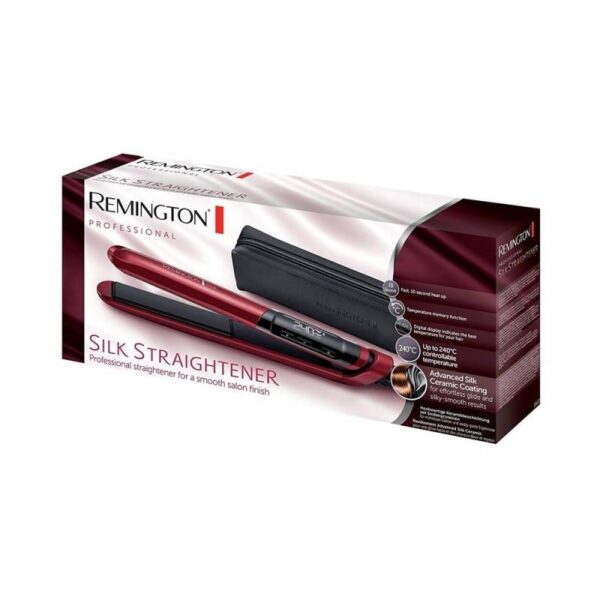 Преса за коса Remington S9600, LCD, 240 градуса, Керамично покритие, Регулируема температура, Червена - Technomani