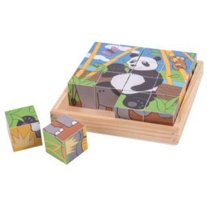Bigjigs – Дървени кубчета в рамка – Животни - Technomani