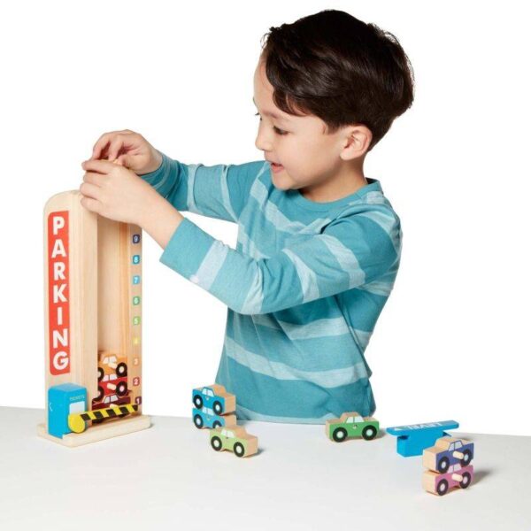 Melissa & Doug – Гараж от дървена колона с колички за сортиране - Technomani