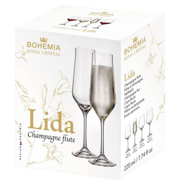 Чаша за шампанско Bohemia Royal Lida 220ml, 6 броя - Technomani