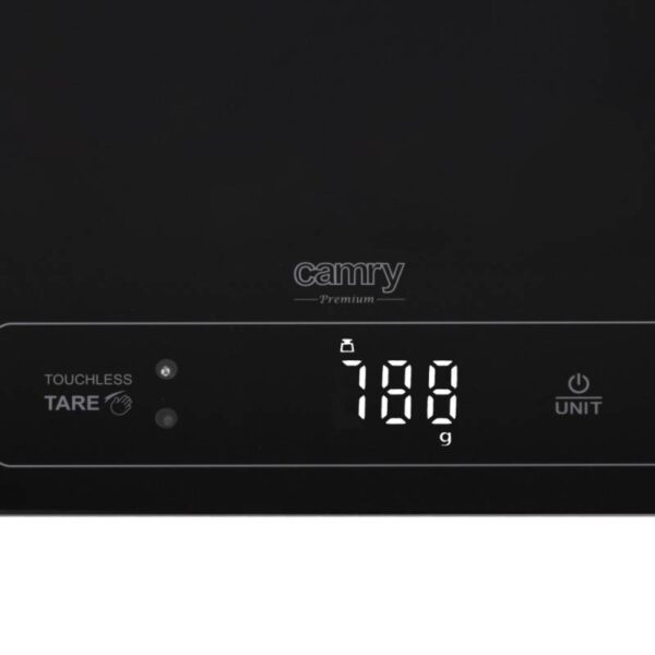 Кухненска везна Camry CR 3175, Безконтактно тариране, 15 kg, Мерене на течности, Черно стъкло - Technomani