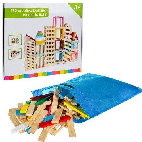 Дървен комплект със строителни блокчета – 150 части - Technomani
