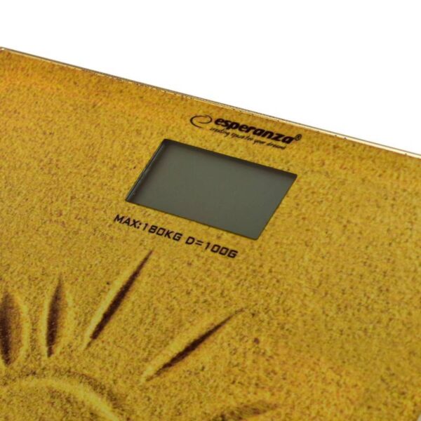 Кантар Esperanza EBS006, 180 кг, Дигитален, LCD дисплей, 30х30 см, Жълт/декорация - Technomani