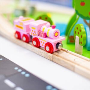 Bigjigs – Дървен розов локомотив 123 Bigjigs – Дървен розов локомотив 123 - Technomani