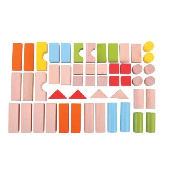 Bigjigs – Дървени многоцветни блокчета – 50 части - Technomani