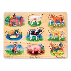 Melissa & Doug – Дървен музикален пъзел с дръжки – Животните от фермата - Technomani