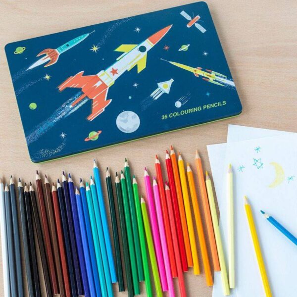 Rex London – Комплект цветни моливи – 36 цвята – Космическа ера  - Technomani