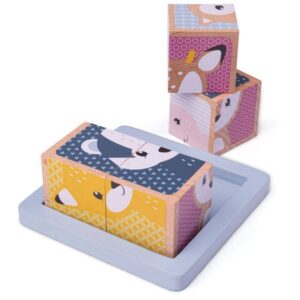 Bigjigs – Дървени кубчета за игра – Горски животни - Technomani