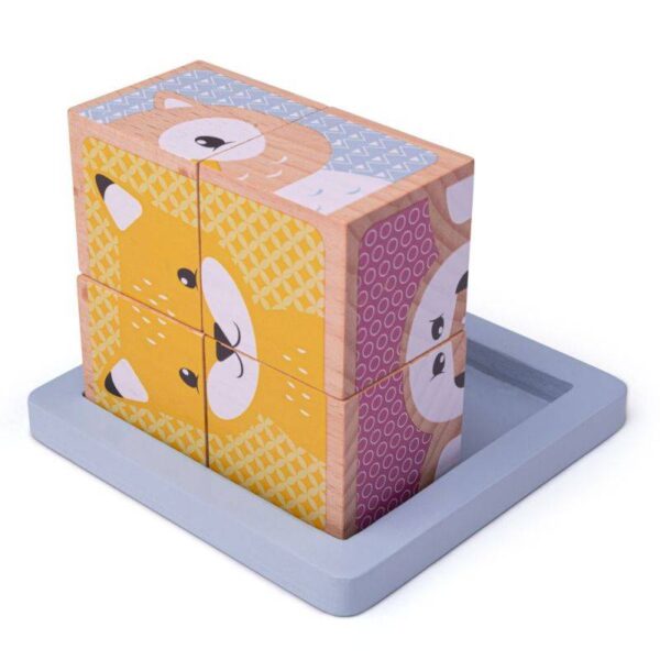 Bigjigs – Дървени кубчета за игра – Горски животни - Technomani