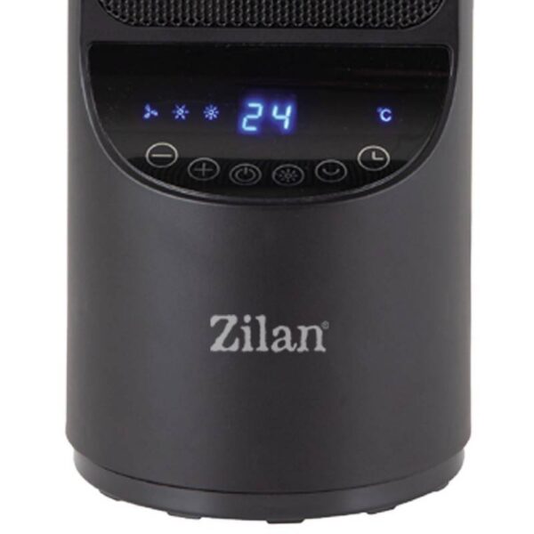 Керамична вентилаторна печка Zilan ZLN2052, 2000W, Безшумен DC мотор, Филтър, Дистанционно, 10-35 градуса, Таймер, Черен - Technomani