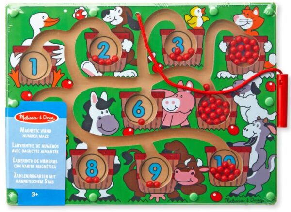 Melissa & Doug – Дървен магнитен лабиринт с цифри – Ферма - Technomani