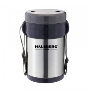 Термос за храна Hausberg HB H-1461, 2 литра, 3 отделни съда, Двойна стена, Инокс - Technomani