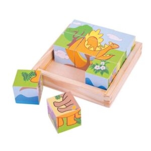 Bigjigs – Дървени кубчета в кутия – Динозаври - Technomani