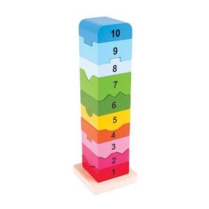 Bigjigs – Дървена кула с елементи от 1 до 10 Bigjigs – Дървена кула с елементи от 1 до 10 - Technomani