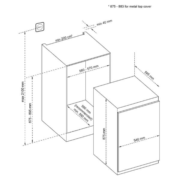 Хладилник VOX IKS 1450 F, за вграждане - Technomani