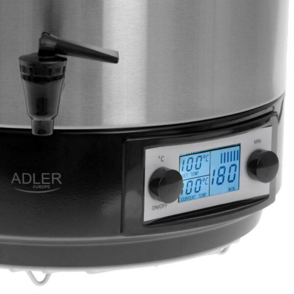 Уред за стерилизиране на консерви Adler AD 4496, 2600W, 28 л, 30-100C, Дисплей с таймер, Инокс - Technomani
