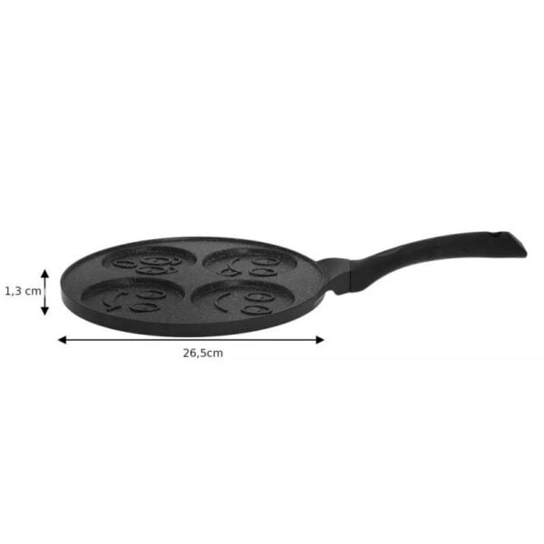Тиган за мини палачинки с мраморно покритие Kinghoff KH 1667, 26.5 см, Индукция, Черен - Technomani