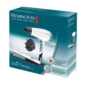 Подаръчен комплект Remington S8500GP, Преса, Сешоар, 2300W, 150C - 230C, Turbo Boost, Йонизация, Аксесоари, Бял - Technomani