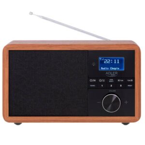 Радио цифрово Adler AD 1184 Радио цифрово Adler AD 1184, 15W, DAB+Bluethooth, Часовник, USB, SD карта, LCD дисплей, Кафяв/Черен - Technomani