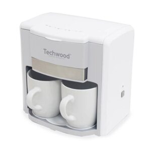 Кафемашина с две чаши Techwood TCA-202, 500W, Перманентен филтър, Бял - Technomani