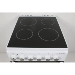 Електрическа готварска печка Elite EFC-2531 Електрическа готварска печка Elite EFC-2531, 6000 W, Керамичен плот, Ширина 50 см, 4 котлона, Термостат, Осветление, Бял - Technomani