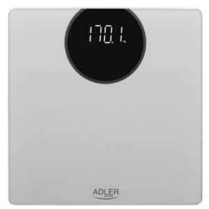 Кантар Adler AD 8175 Кантар Adler AD 8175, Дигитален, LED дисплей, До 180 кг, 30х30см, Сив - Technomani
