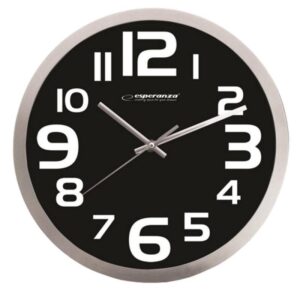 Стенен часовник Esperanza Zurich EHC013K, 25см., Големи цифри, Кварц, Черен - Technomani