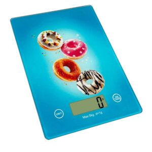 Кухненска везна Rosberg Premium RP51651KD Doughnut, 5 кг, ТАРА, Стъклена, Донат, Син - Technomani