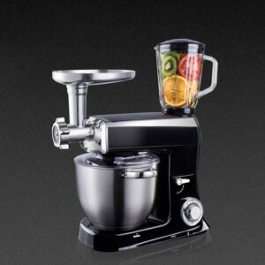 Кухненски робот Royalty Line PKM2100BG, 2100W Max, 7.5 литра, Месомелачка и Блендер, 3 бъркалки, 6 степени+Pulse, Черен - Technomani