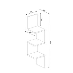 Стенен рафт Furny Home 756FRN1616, 105.4х25 cm, Ламинирано ПДЧ, 3 нива, Ъглов, Бял - Technomani