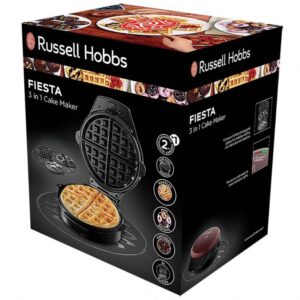 Гофретник 3в1 Russell Hobbs Fiesta 24620-56, 900w, Незалепващи плочи, Самозаключващ се капак, Бордо/черен - Technomani