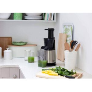 Сокоизстисквачка Slow juicer Russell Hobbs 25170-56, 150 W, 3 сита, 0.7 l, Обратно движение, Студено пресоване, Инокс/черен - Technomani