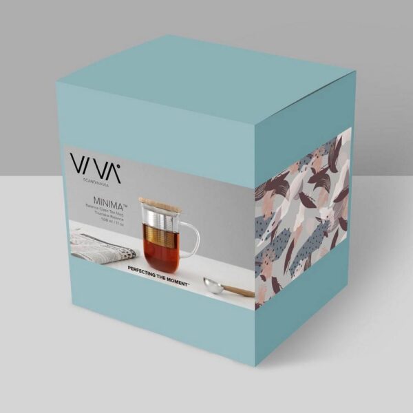 Чаша за чай с цедка VIVA Minima 500ml, бамбуково капаче за запарка - Technomani