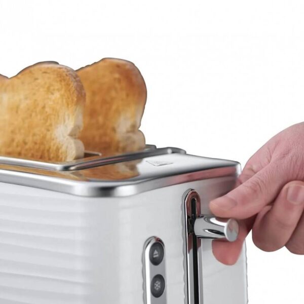 Тостер за хляб Russell Hobbs Inspire 24370-56, 1050W, 2 филии, 6 нива, Поставка за притопляне, Бял - Technomani