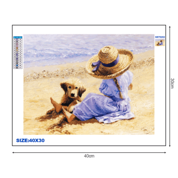 Диамантена мозайка – гоблен RIla Crafts, 30х40см, Жена на плажа