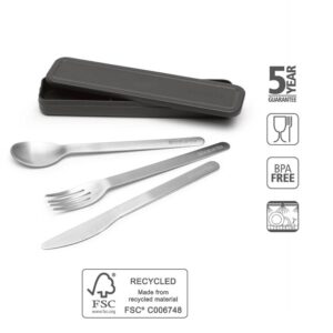 Комплект прибори за хранене Brabantia Make&Take 3 части, Dark Grey - Technomani