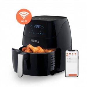 Фритюрник AirFryer Oliver Voltz OV51980Q, Wi-Fi, 1500W, 5 л, 8 програми, Горещ въздух, Таймер, Черен - Technomani