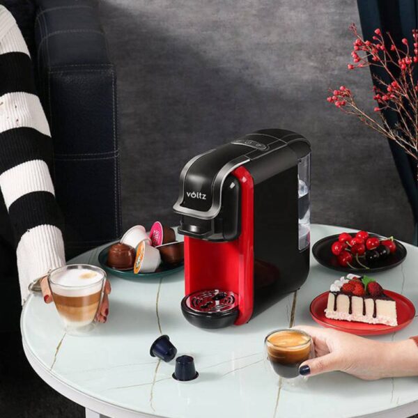 Еспресо машина за мляно кафе и капсули 8в1 Oliver Voltz OV51171B5, 1650W, 19 bar, Черен/червен - Technomani