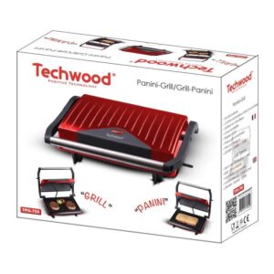 Сандвич тостер - преса Techwood TPG-755, 750W, Студена дръжка, Термостат, Червен - Technomani